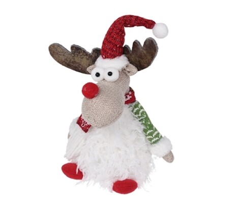 Decoratiune luminoasa Reindeer, 14x22 cm, poliester, alb/rosu