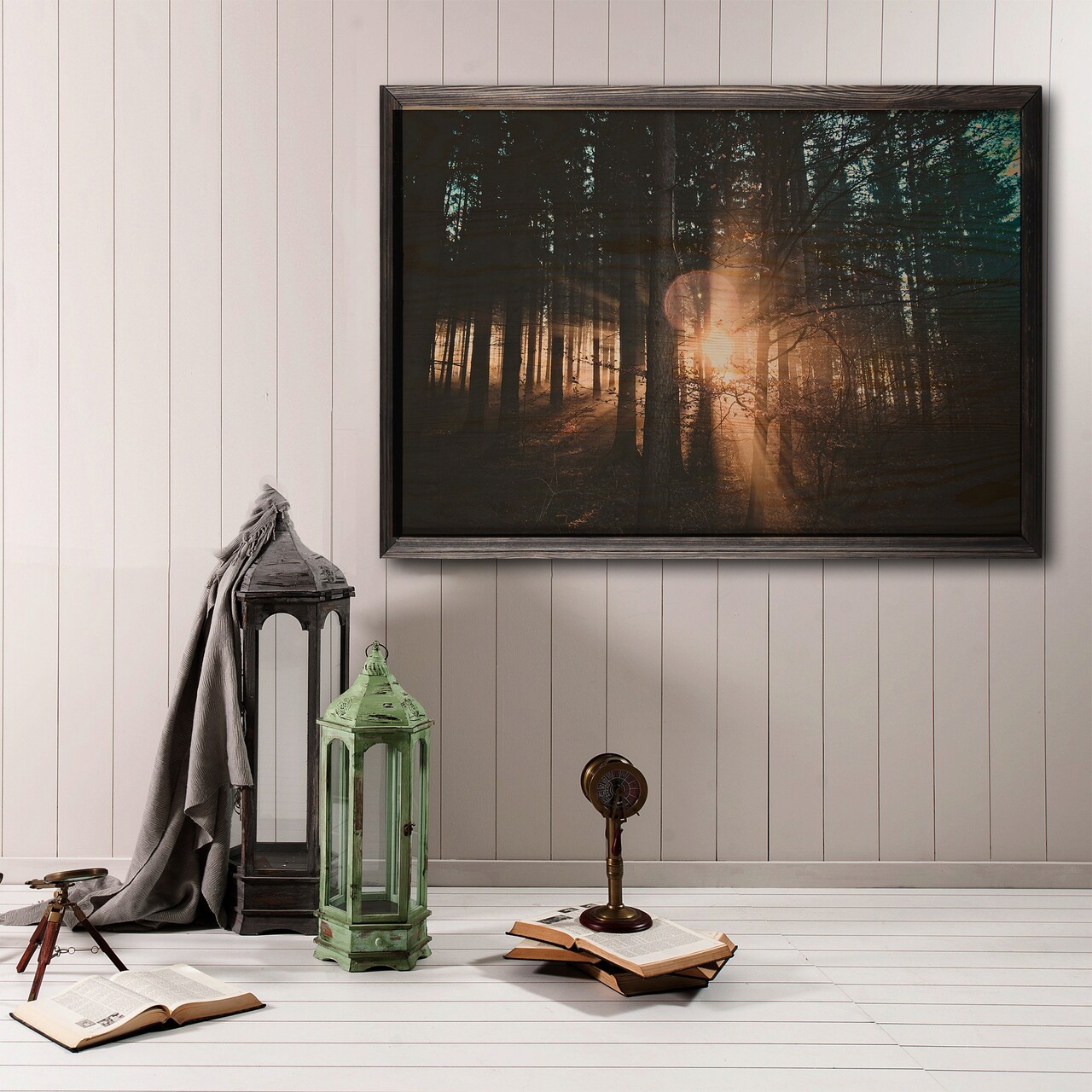 Tablou decorativ, Forest, Lemn, Lemn, Multicolor