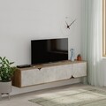 Comoda TV, Decortie, Spark, 180 x 35 x 35.6 cm, pal melaminat, stejar/alb