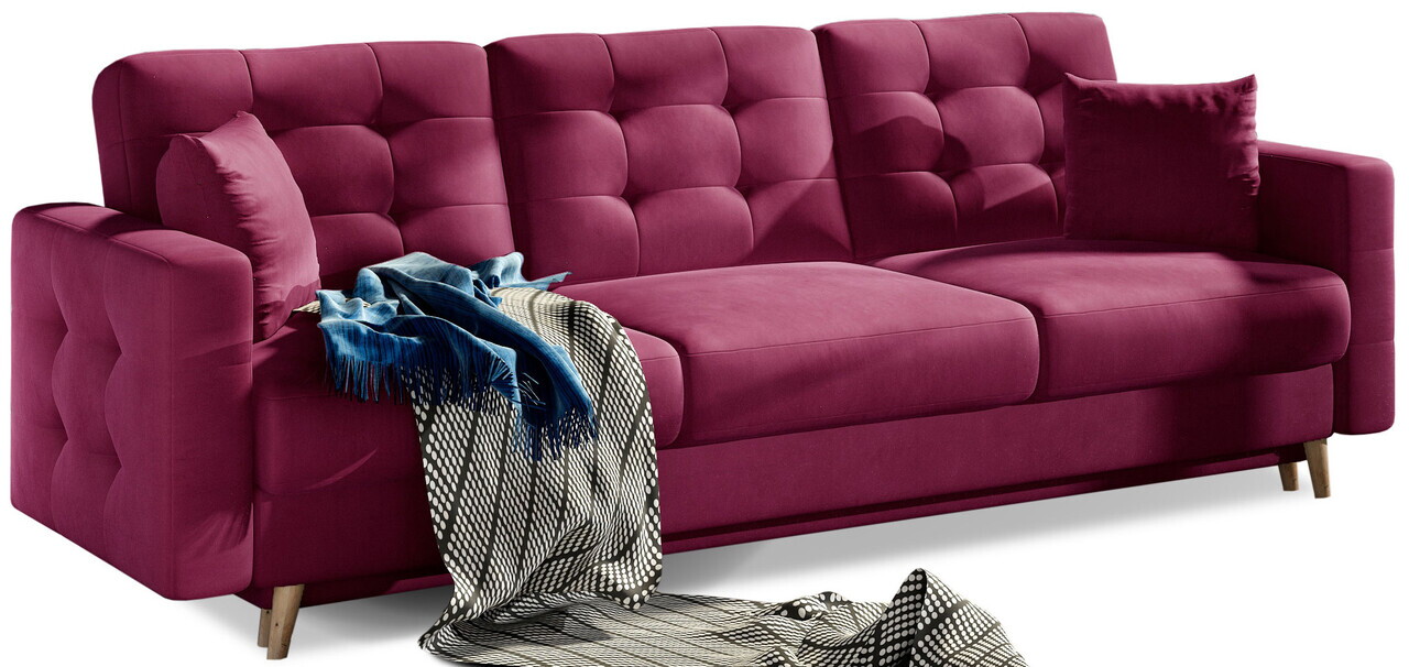 Set canapea extensibila 3 locuri si fotoliu ELTAP, Asgard, 235x95x86 cm / 107x92x86 cm, lemn/poliester, violet - view 5