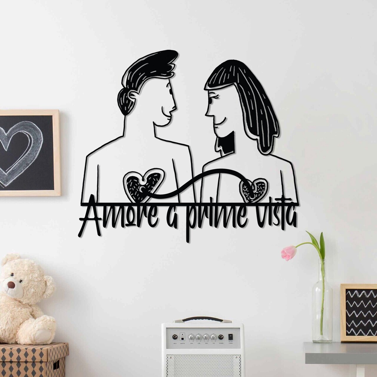 Decoratiune de perete, Amore Prima Vista 5, Dimensiuni: 56 x 49 cm, Negru — imaginea 2