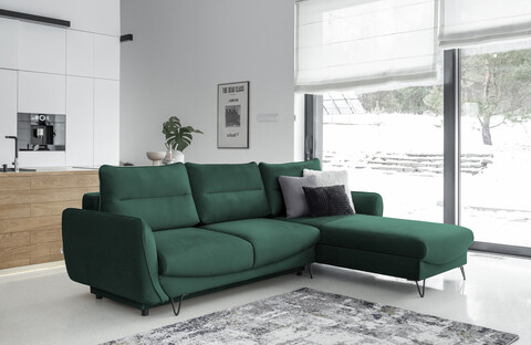 Coltar extensibil dreapta 3 locuri ELTAP, RT-35NU, Silva, 276x201x100 cm, lemn/poliester, verde inchis