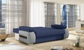 Canapea extensibila 3 locuri ELTAP, Laura, 202x79x84 cm, lemn/poliester, albastru inchis/gri deschis