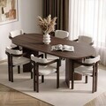 Set masa extensibila si scaune (7 piese), Nordure, Aleria 6, Nuc Milano / Nuc Închis / Alb