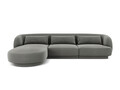 Coltar stanga 4 locuri, Tulum, Cosmopolitan Design, 255x156x70 cm, catifea, gri deschis
