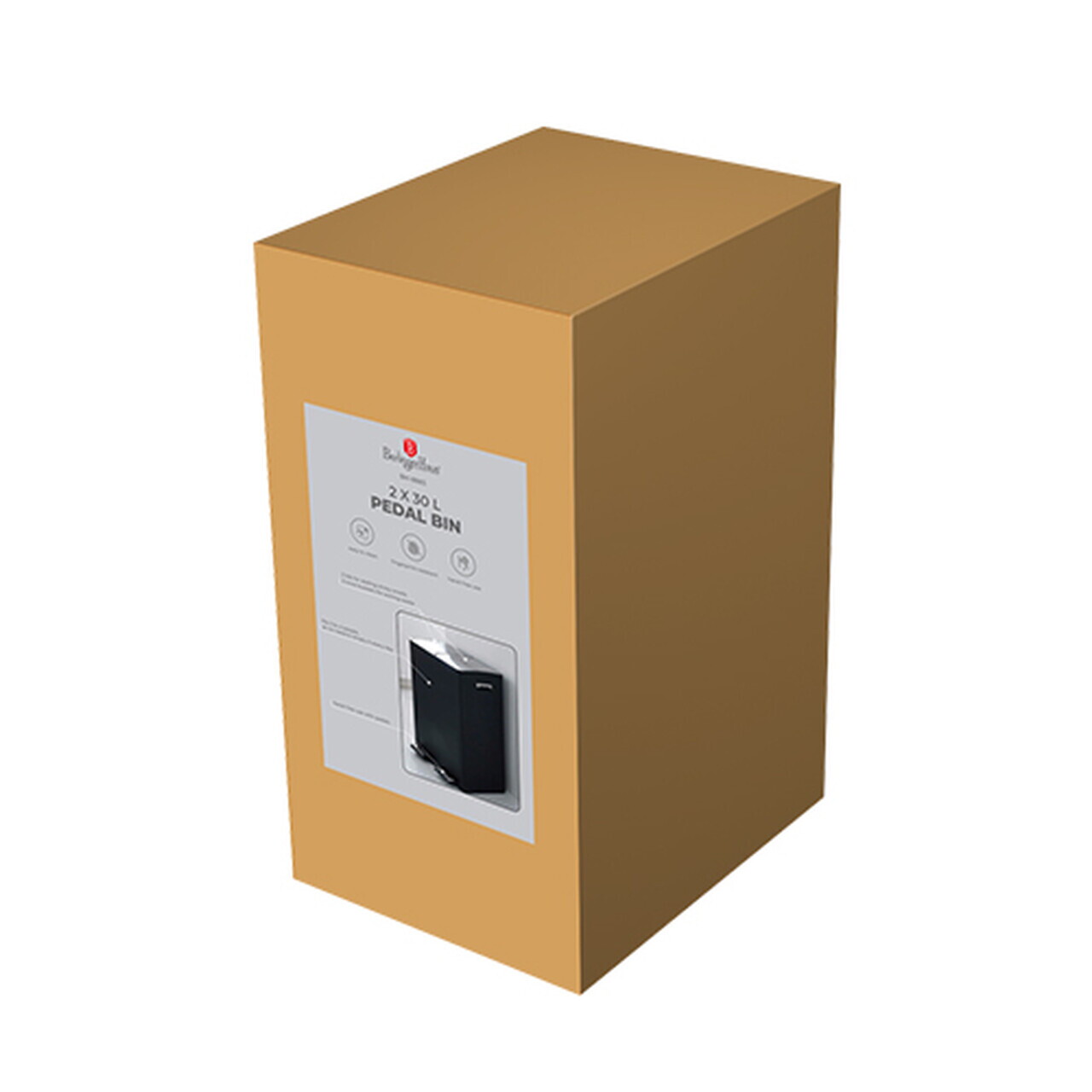 Cos de gunoi dublu cu pedala Berlinger Haus, Black Rose, 45.1x37.1x70 cm, 2x30 L, otel carbon/inox, negru/argintiu - imagine 4