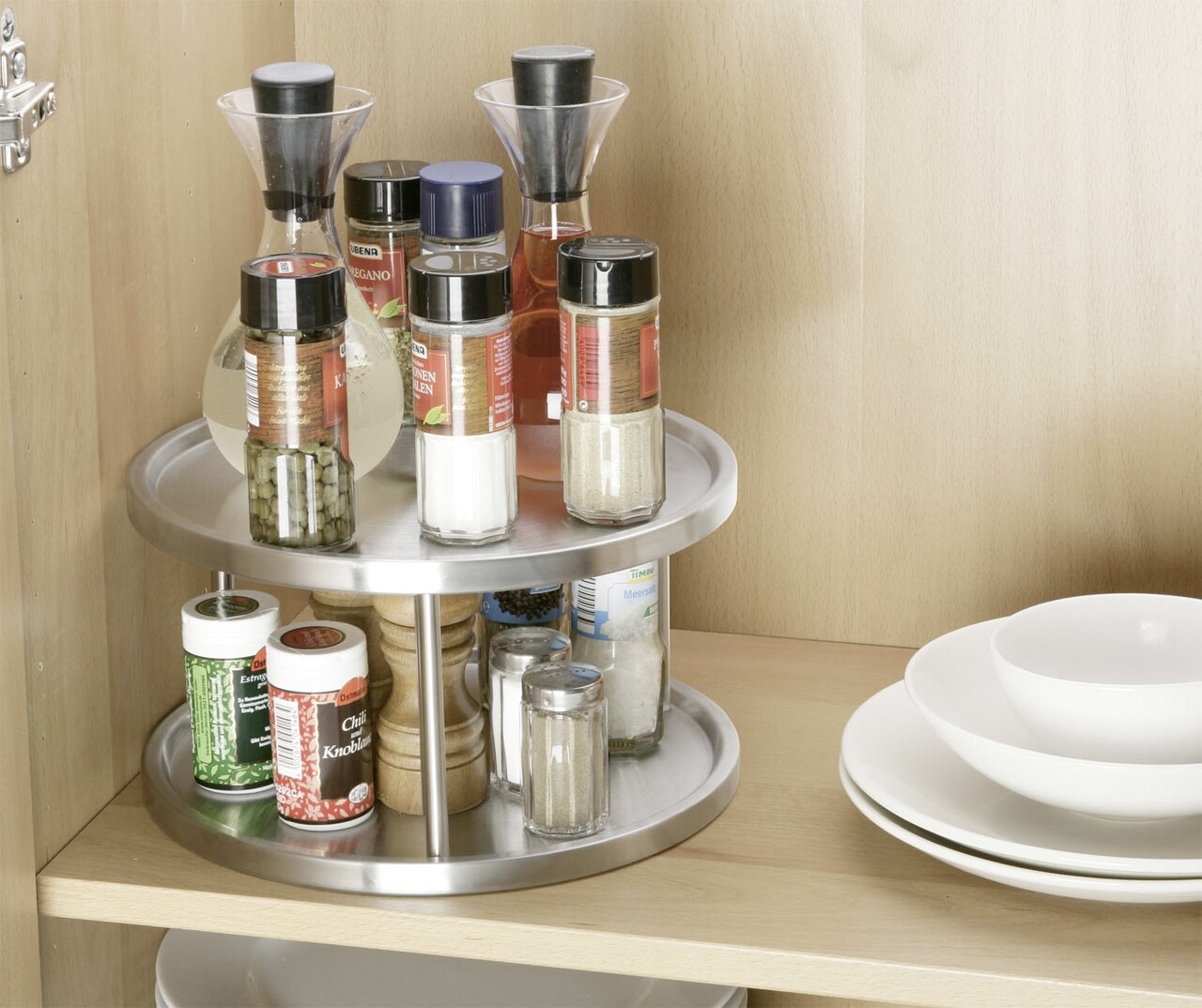 Organizator rotativ pentru condimente, Wenko, Carousel Duo, 26 x 15.5 cm, inox - 2 | YEO