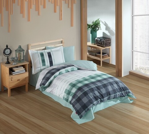 Lenjerie de pat pentru o persoana, 3 piese, 160x220 cm, 100% bumbac poplin, hobby, sky force, verde