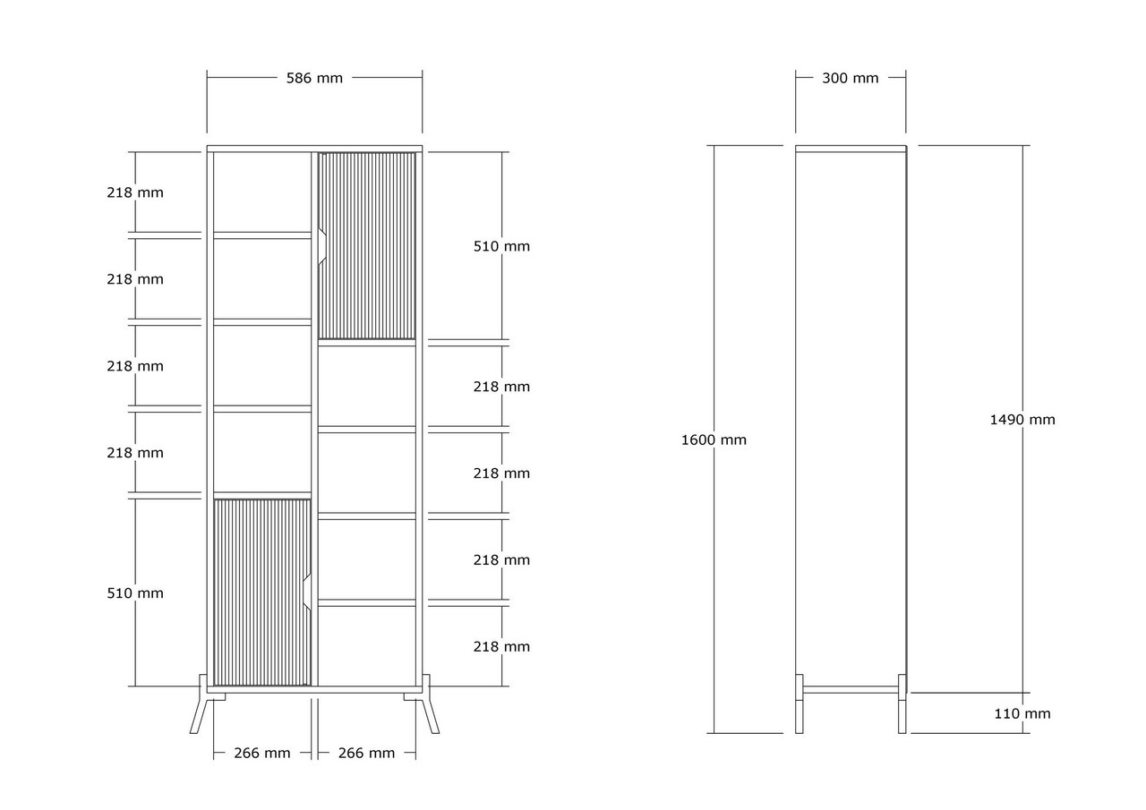 Corp biblioteca, Puqa Design, Otranto, 58.6x160x30 cm, PAL, Stejar Safir / Alb
