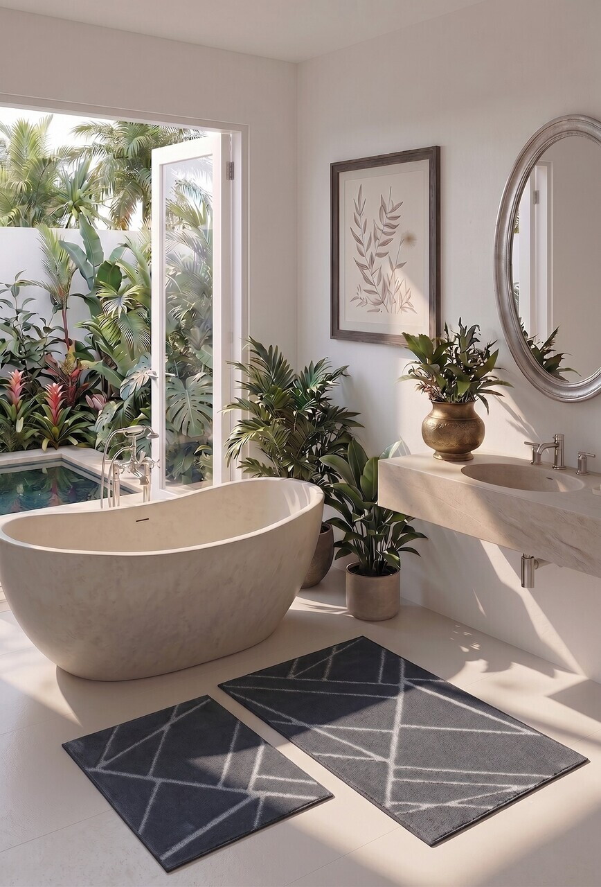 Set covorase de baie, L'essentiel Maison, Ista, Gri inchis — imaginea 2