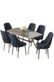 Set masa si scaune (7 piese), Hanah Home, Asel, Antracit / Crom