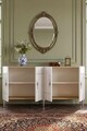 Consola, Hanah Home, Ilay 150, 150x75x32 cm, Stejar Safir / Alb / Argintiu