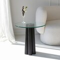 Masuta de cafea, Neostill, Thales, 50x50x50 cm, Sticla temperata, Transparent/Negru