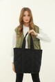 Geanta shopper, Madamra, 21KT12-002 - Black, textil, negru