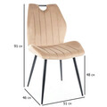 Scaun Arco Velvet, Signal, 51x46x91 cm, catifea/otel, bej/negru
