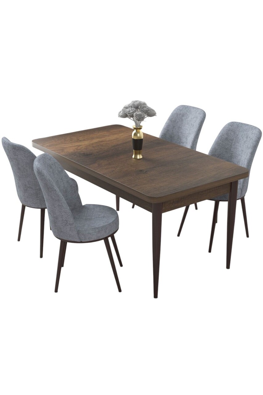 Set masă și scaune (5 bucăți), Hanah Home, Nil, Baroc / Gri - view 2