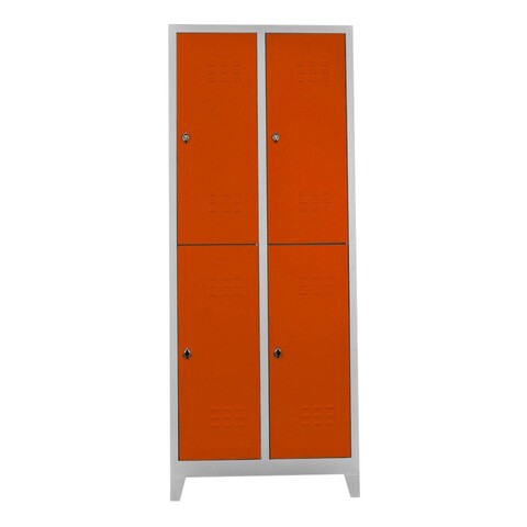 Dulap de depozitare cu incuietoare, Shelvoria, Js1013Tu, 79x200x40 cm, Otel, Gri / Portocaliu