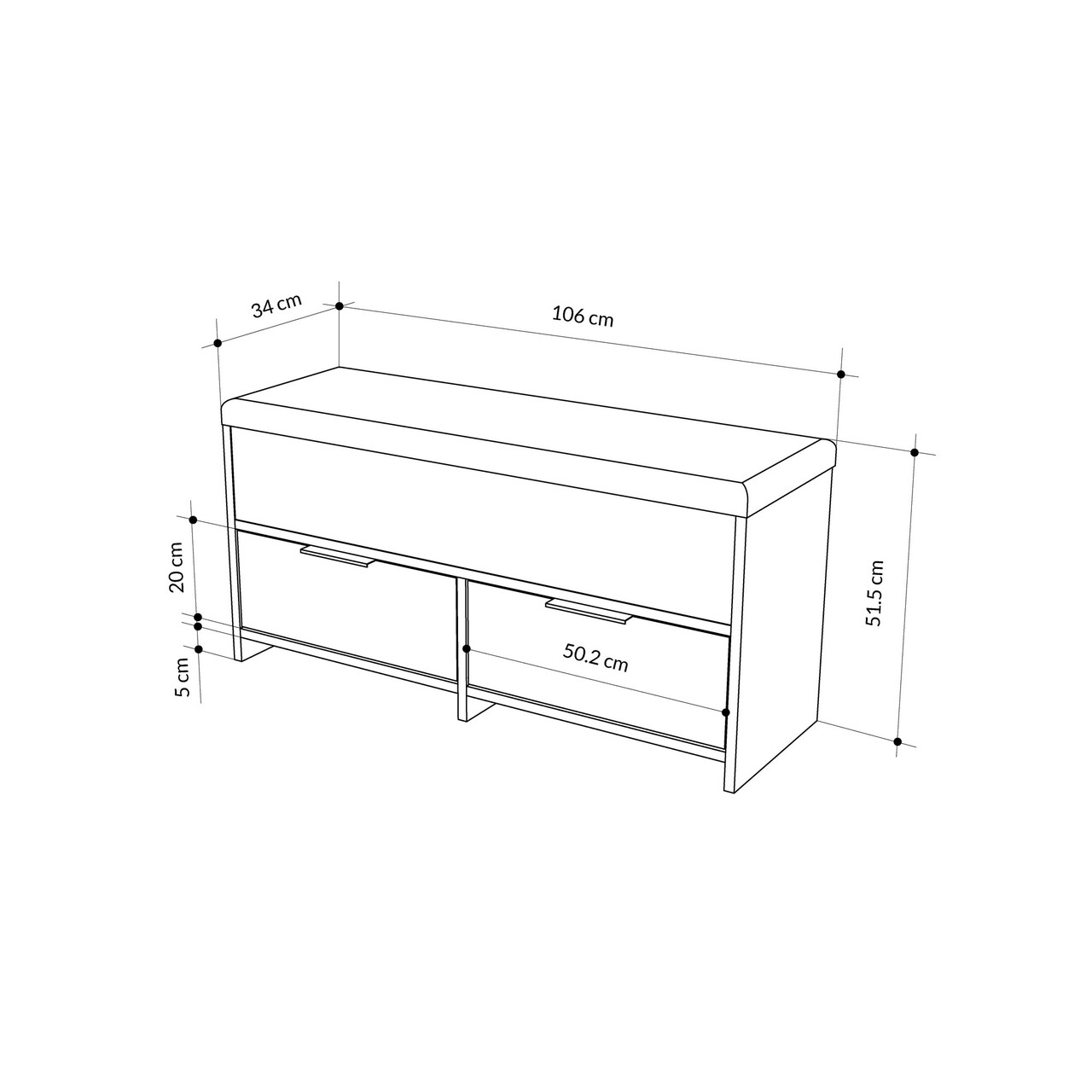 Pantofar, Decortie, Cove Shoe Bench, 106x50x34 cm, PAL, Maro