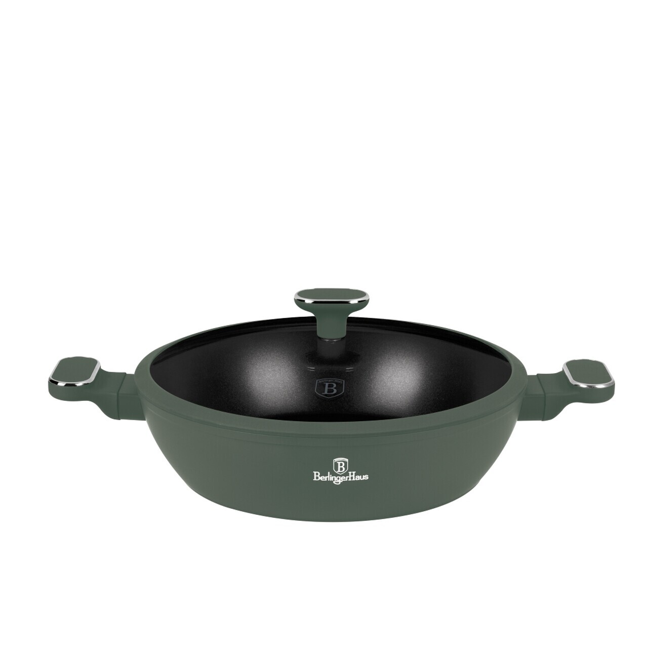 Oala cu capac Berlinger Haus, Matte Green, 30 cm, 4.5 L, aluminiu forjat, verde mat - imagine 2
