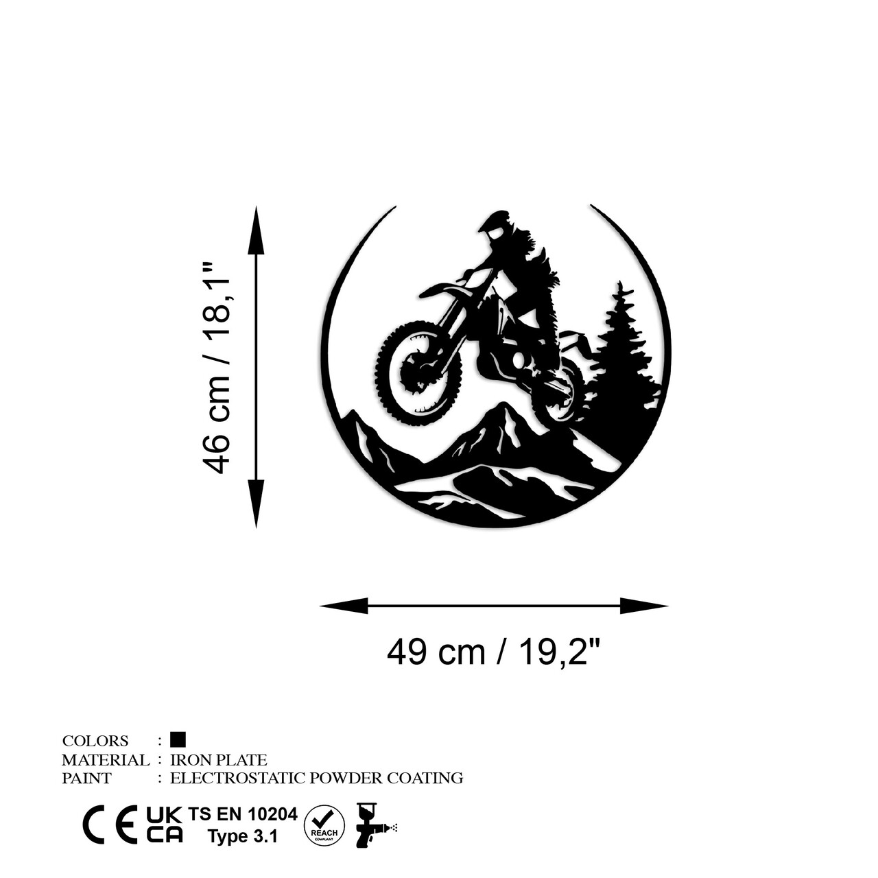 Decoratiune de perete, Enduro, Dimensiuni: 46 x 49 cm, Negru - view 7