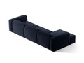 Coltar stanga 4 locuri, Bergamo, Cosmopolitan Design, 344x152x70 cm, catifea chenille raiata, albastru navy