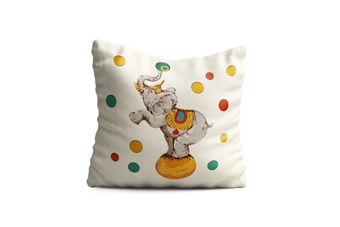 Perna decorativa elephant the circus, oyo kids, 43x43 cm, poliester, multicolor