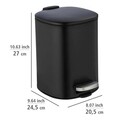 Cos de gunoi, Wenko, Alassio, 20.5 x 24.5 x 27 cm, 5 L, inox/polipropilena, negru