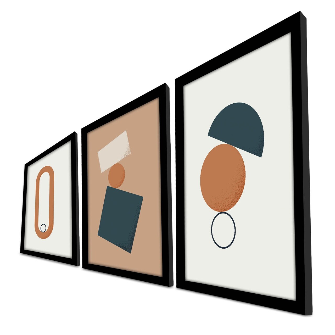 Set 3 tablouri decorative, 3P3853NISCT-002, Lemn, Somon / Alb / Bleumarin - view 3