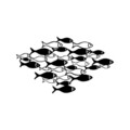 Decoratiune de perete, Fishes, Metal, 70 x 41 cm, Negru