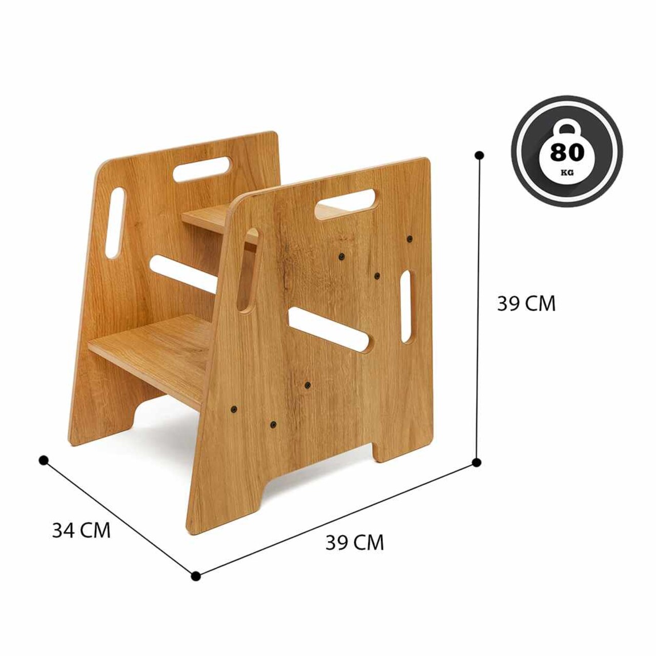 Scaun pentru copii, Hanah Home, Step Stool, 34x39x39 cm, Natural - view 9