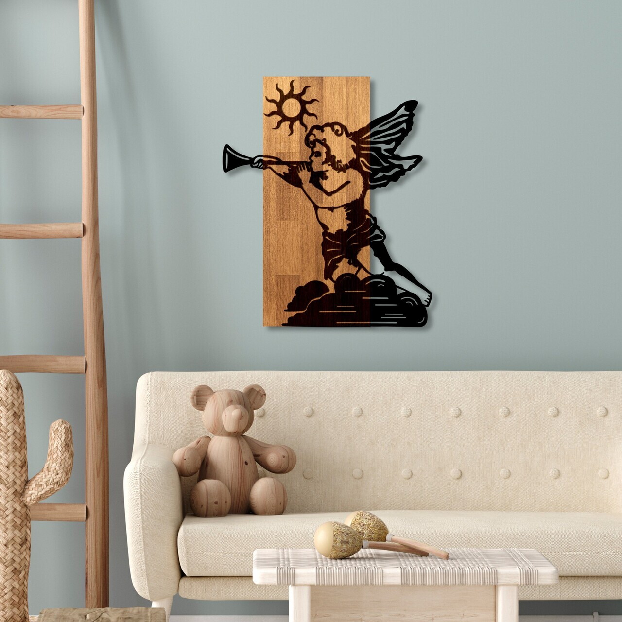 Decoratiune de perete, Eros 03, Lățime: 46 cm, Nuc / Negru — imaginea 3