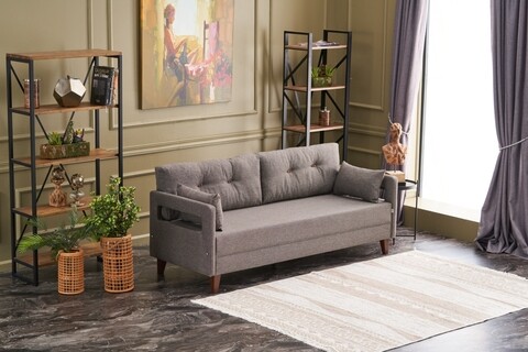 Canapea fixa comfort, balcab home, 3 locuri, 206x80x80 cm, lemn, maro