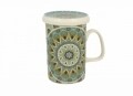 Cana cu infuzor Tribal, Duo, 320 ml, portelan, multicolor
