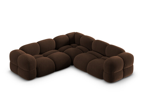 Coltar simetric 4 locuri, Loretto, Cosmopolitan Design, 250x250x68 cm, catifea, ciocolata