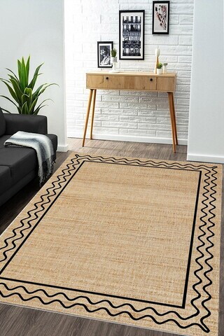 Covor, CLR-0000746-009, 100x200 cm, Poliester, Maro / Negru