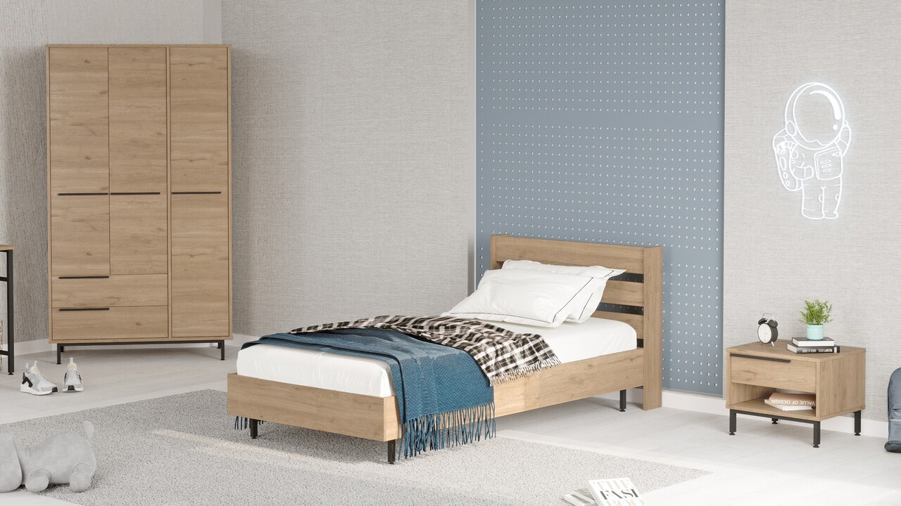 Set dormitor pentru copii, Locelso, ON23-S, Stejar - 2 | YEO