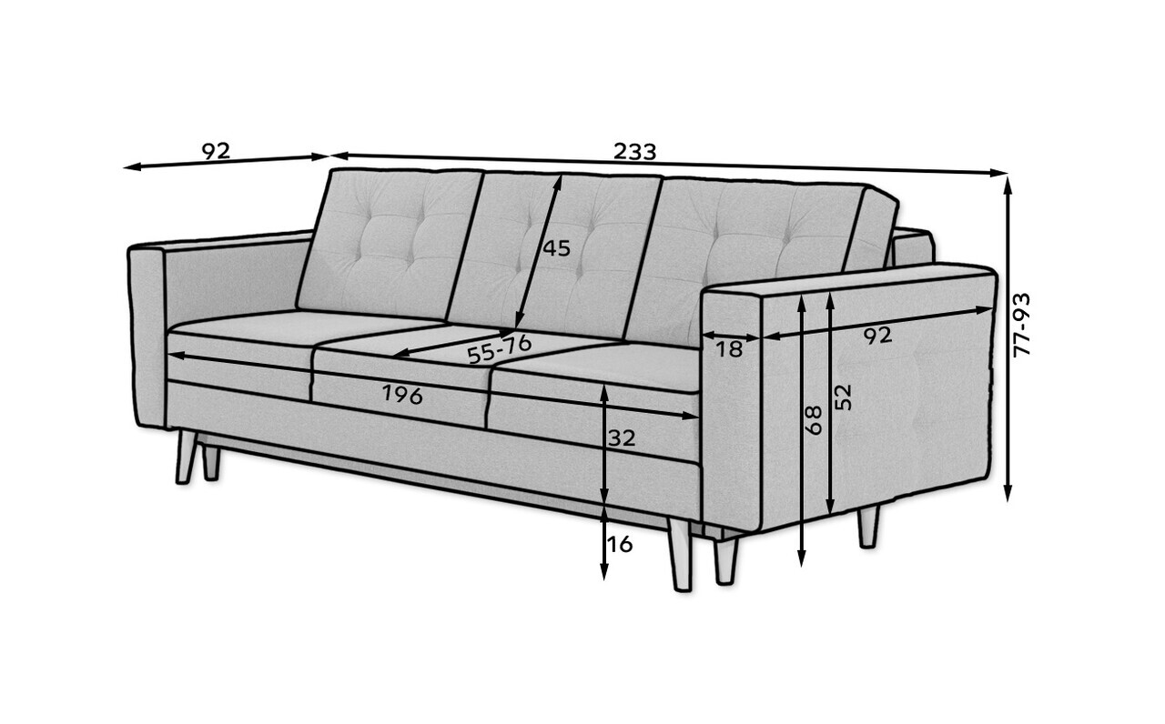 Set canapea extensibila 3 locuri si fotoliu ELTAP, Asgard, 235x95x86 cm / 107x92x86 cm, lemn/poliester, roz - view 7