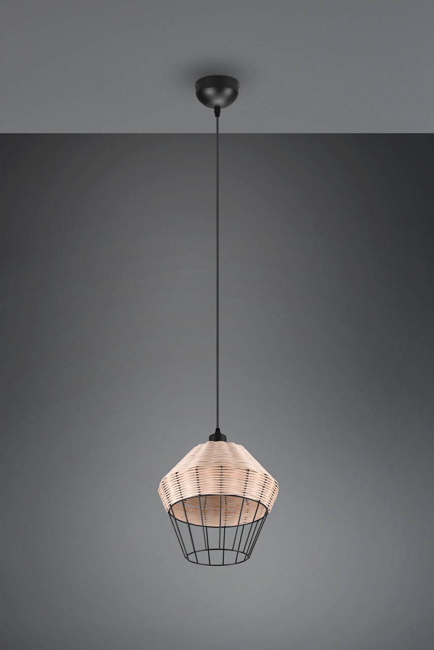 Lustra Borka, RL, 30x150 cm, 40W, 1x E27, ratan, natur/negru