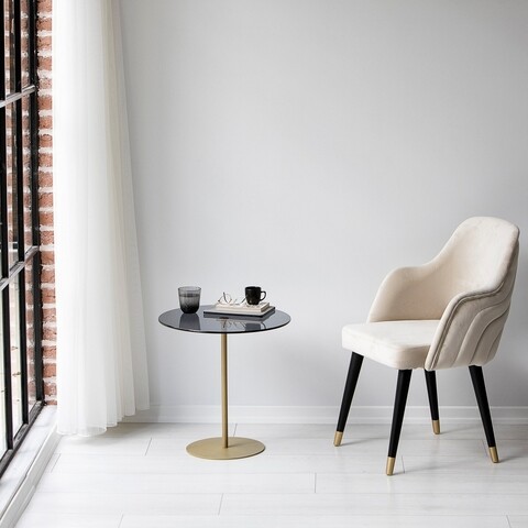 Masa de colt, Neostill, Chill-Out, 50 x 50 x 50 cm, sticla temperata/metal, auriu/gri inchis Masute living
