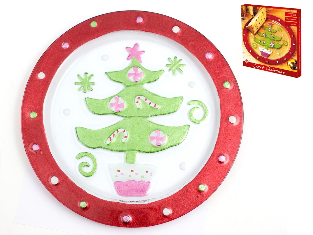 Farfurie Din Sticla Sweet X-Mas, HO-ME, 35 Cm