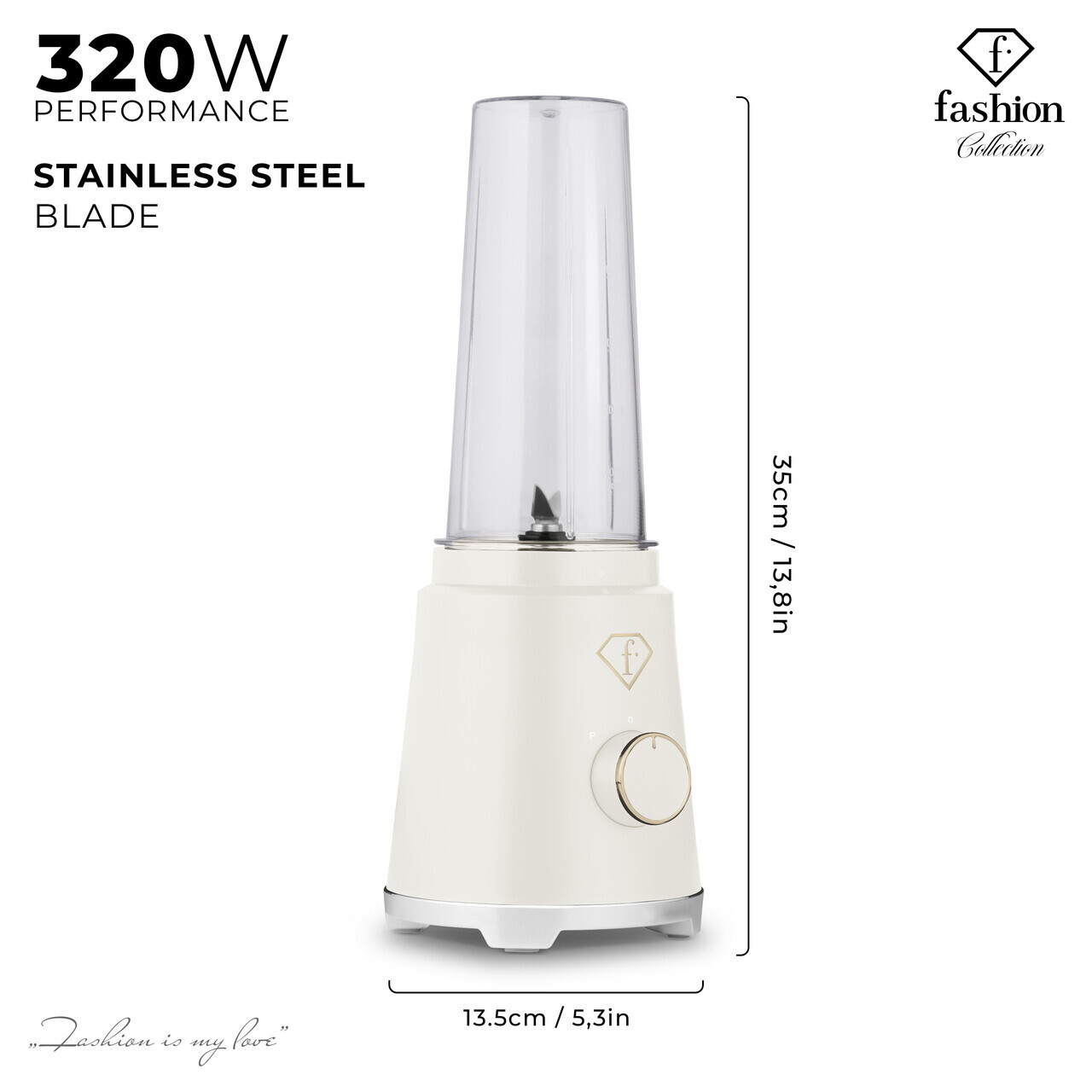 Blender pentru smoothie Fashion TV, Sahara, 320W, 300 ml/ 600 ml, inox/plastic, crem/transparent - view 13