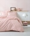 Lenjerie de pat dubla, 4 piese, 100% bumbac satinat, Cotton Box, Premium Stripe, roz