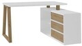 Birou cu dulap lateral ADRK, Iwo II, 135x115x75.2 cm, PAL laminat, alb/artisan