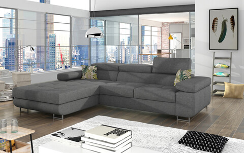 Coltar extensibil stanga 4 locuri ELTAP, Armd-26, Armando, 289x203x85 cm, lemn/poliester, gri/verde