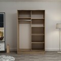 Dulap pentru haine, Minerva, Kale White Oak, 120x210x60 cm, PAL, Alb / Stejar