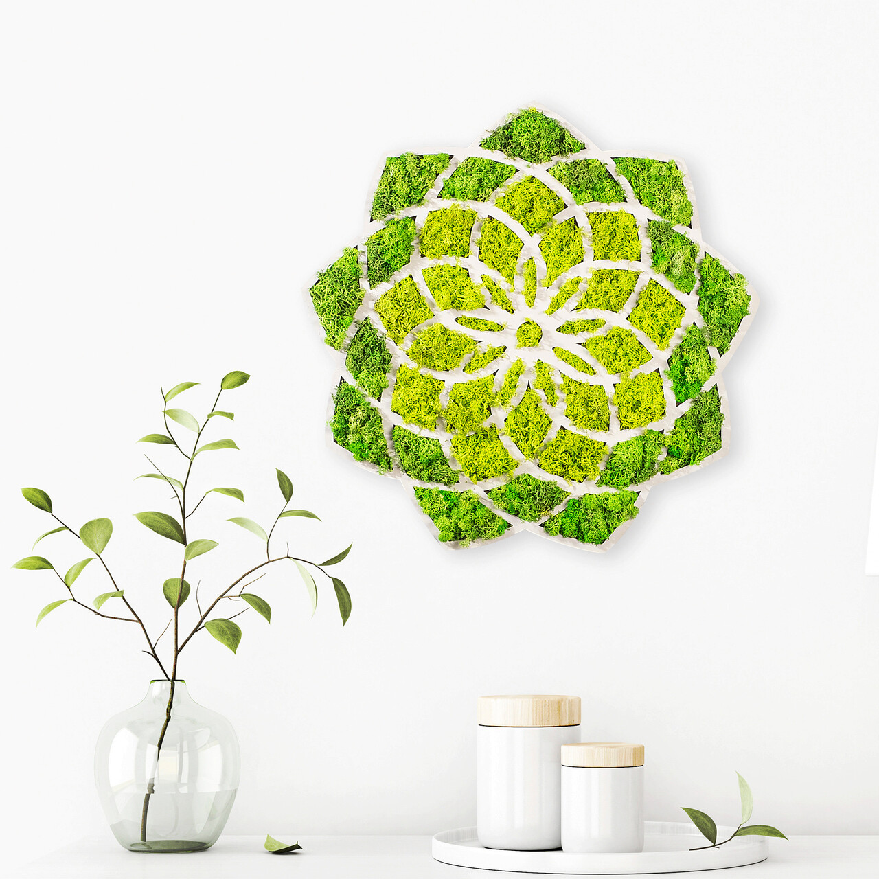 Decoratiune de perete, Daisy, Dimensiuni: 44 x 1,6 x 44 cm, Verde/Alb - view 2