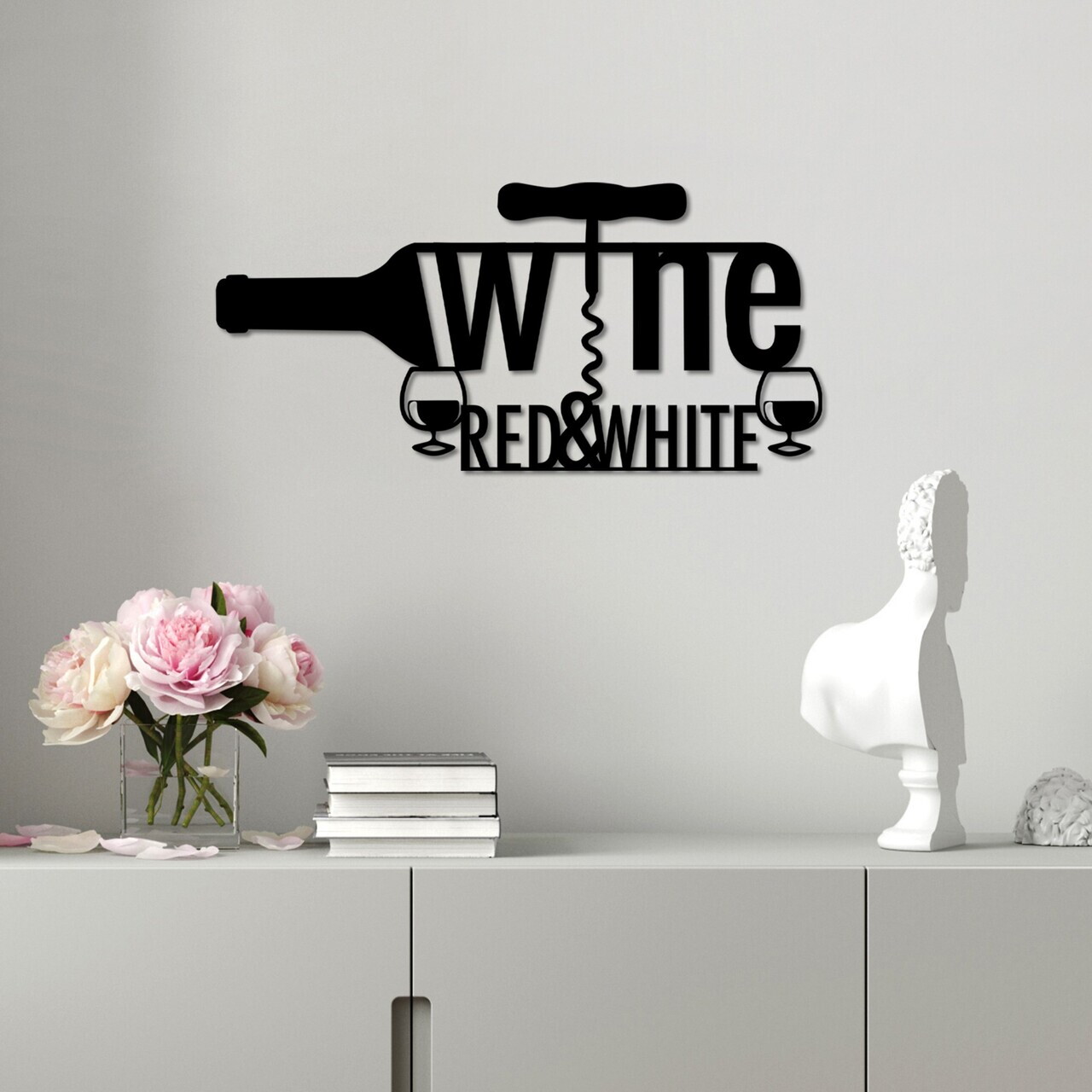 Decoratiune de perete, Red & White, Dimensiune: 58 x 27 cm , Negru — imaginea 3
