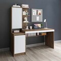 Birou, Hanah Home, Nora Left, 160x157.8x60 cm, PAL, Alb/Pin Atlantic