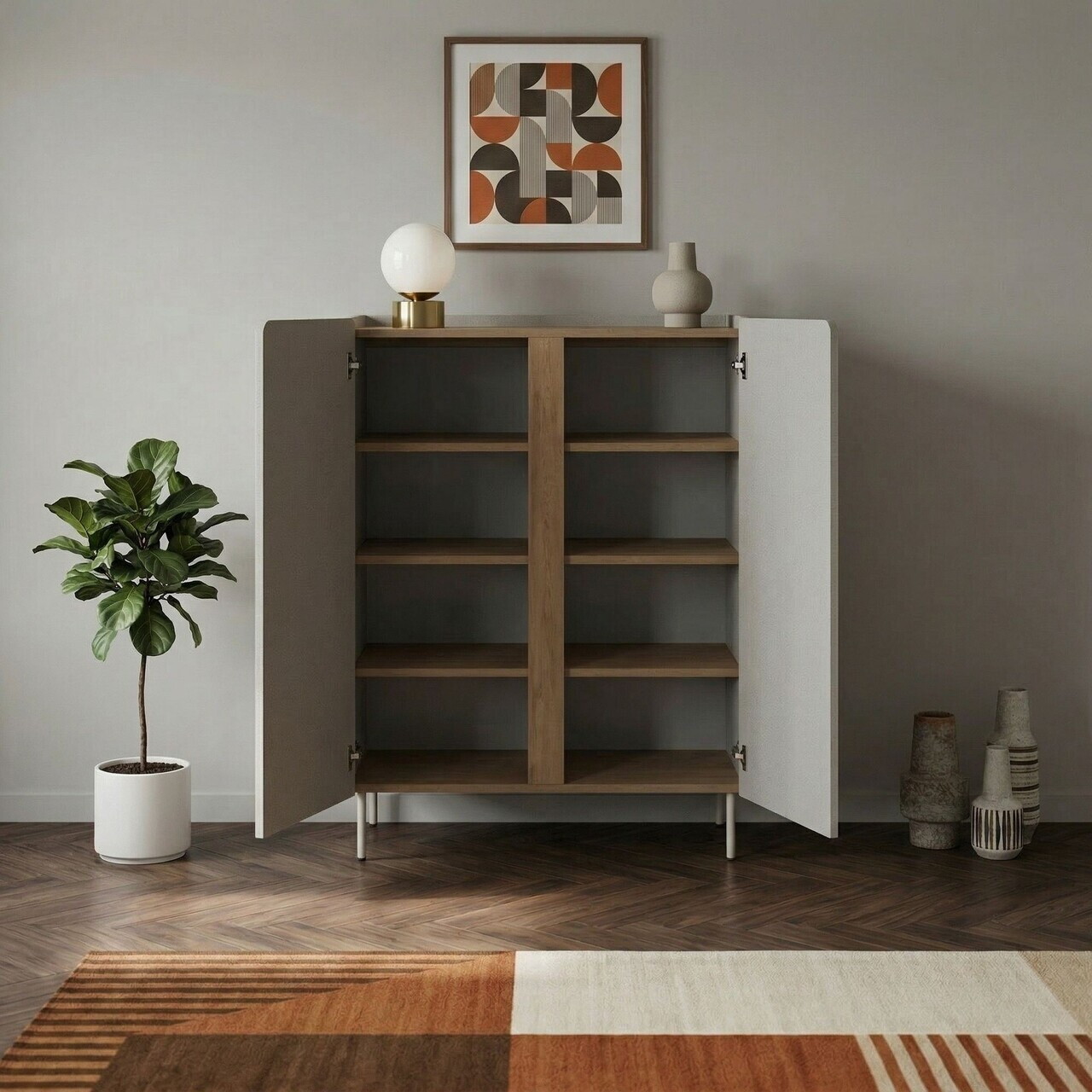 Bufet, Hanah Home, Lucile, 90x120.4x40.5 cm, PAL, Santstone / Stejar Sepet — imaginea 2