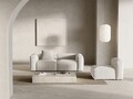 Canapea 2 locuri, Bergamo, Cosmopolitan Design, 224x108x70 cm, catifea chenille raiata, ivoriu
